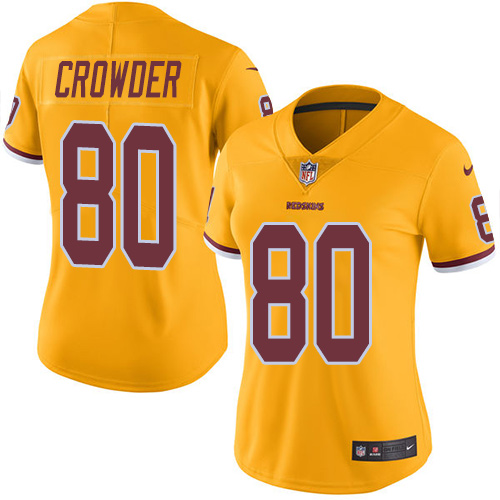 Women's Limited Jamison Crowder Nike Jersey Gold - #80 Rush NFL Washington Redskins
