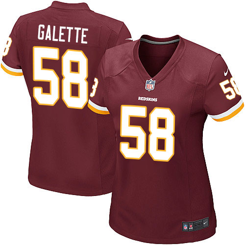 Women's Game Junior Galette Nike Jersey Burgundy Red Home - #58 NFL Washington Redskins