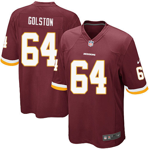 Men's Game Kedric Golston Nike Jersey Burgundy Red Home - #64 NFL Washington Redskins