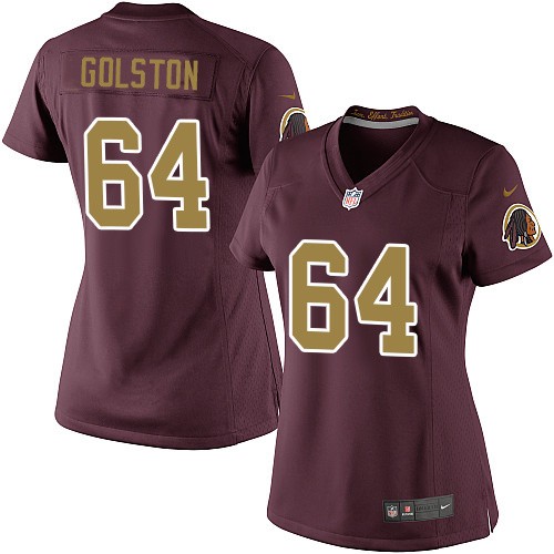 Women's Limited Kedric Golston Nike Jersey Burgundy Red Alternate - #64 80th Anniversary NFL Washington Redskins