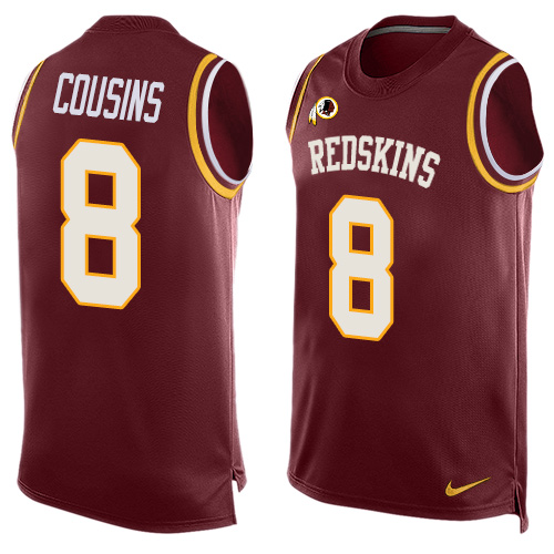 Men's Limited Kirk Cousins Nike Jersey Red - #8 Player Name & Number Tank Top NFL Washington Redskins