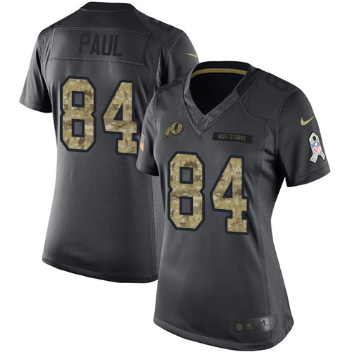 Women's Limited Niles Paul Nike Jersey Black - #84 2016 Salute to Service NFL Washington Redskins