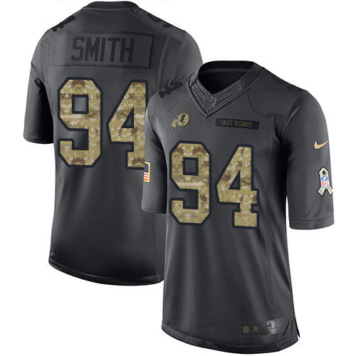 Men's Limited Preston Smith Nike Jersey Black - #94 2016 Salute to Service NFL Washington Redskins
