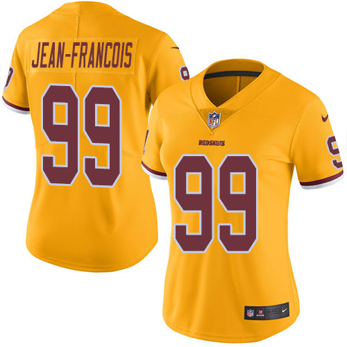 Women's Limited Ricky Jean-Francois Nike Jersey Gold - #99 Rush NFL Washington Redskins