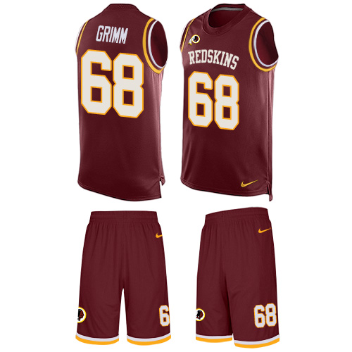 Men's Limited Russ Grimm Nike Jersey Burgundy Red - #68 Tank Top Suit NFL Washington Redskins