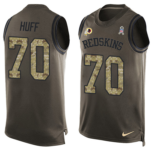 Men's Limited Sam Huff Nike Jersey Green - #70 Salute to Service Tank Top NFL Washington Redskins