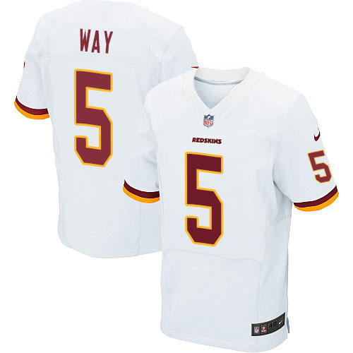 Men's Elite Tress Way Nike Jersey White Road - #5 NFL Washington Redskins