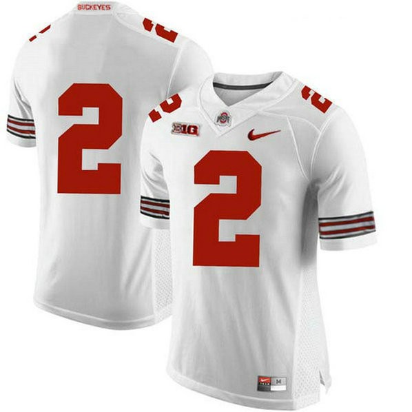 Mens Chase Young Ohio State Buckeyes #2 Authentic White College Football Jersey No Name 102