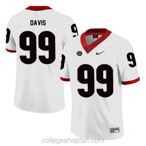 Mens Jordan Davis Georgia Bulldogs Uga #99 Game White College Football Jersey