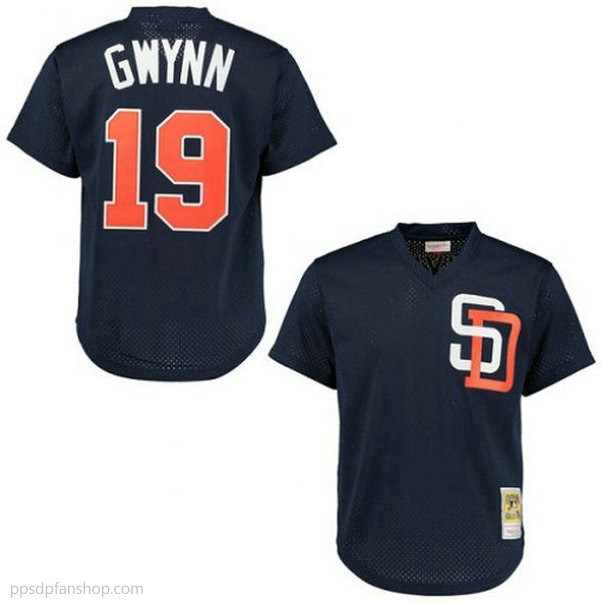 Mens Mitchell And Ness Tony Gwynn San Diego Padres #19 Replica Navy Blue 1996 Throwback Jerseys