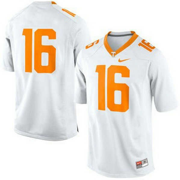 Mens Peyton Manning Tennessee Volunteers #16 Authentic White Colleage Football Jersey No Name 102