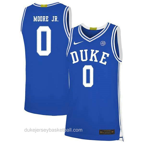 Mens Wendell Moore Jr Duke Blue Devils 0 Authentic Blue Colleage Basketball Jersey