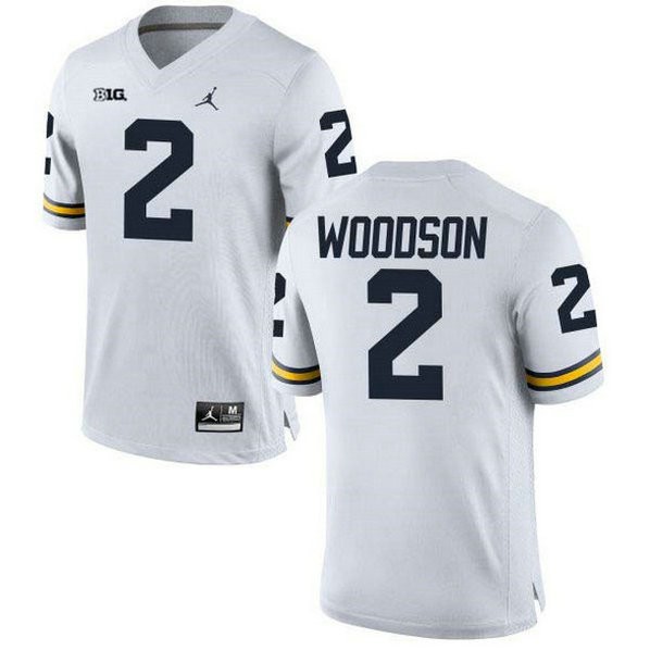 Michigan Wolverines Charles Woodson Mens Authentic White #2 Stitched Jordan College Football Jersey 102