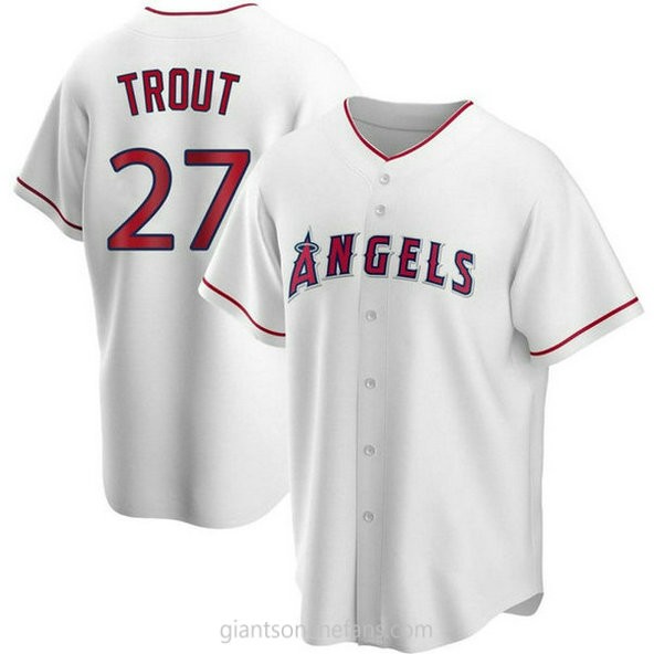 Youth Mike Trout Los Angeles Angels Of Anaheim #27 Replica White Home A592 Jersey